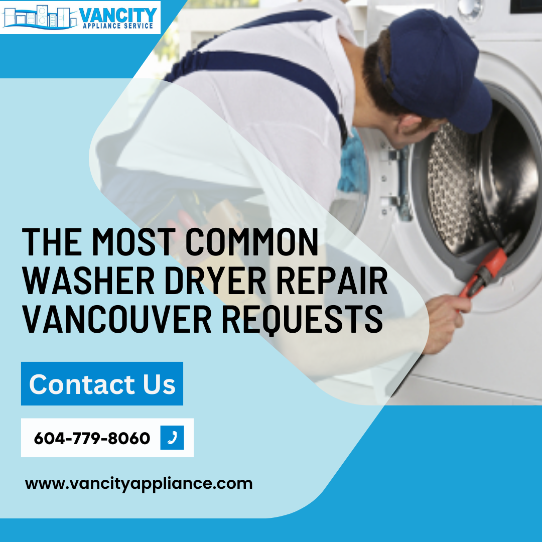 Technician repairing a washing machine in Vancouver. Contact Vancity Appliance Service for repairs.